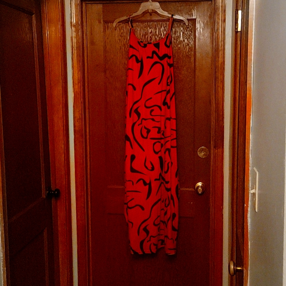 Black and red maxi dress